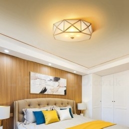 Lampada da soffitto a filo in ottone puro stile rustico nordico con paralume in vetro