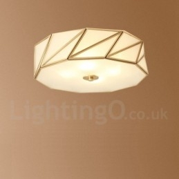 Lampada da soffitto a filo in stile nordico rustico in ottone puro con paralume in vetro
