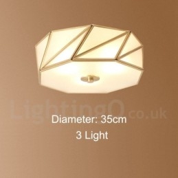 Lampada da soffitto a filo in stile nordico rustico in ottone puro con paralume in vetro