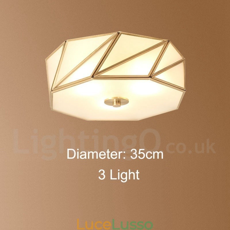 Lampada da soffitto a filo in stile nordico rustico in ottone puro con paralume in vetro