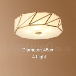 Lampada da soffitto a filo in stile nordico rustico in ottone puro con paralume in vetro