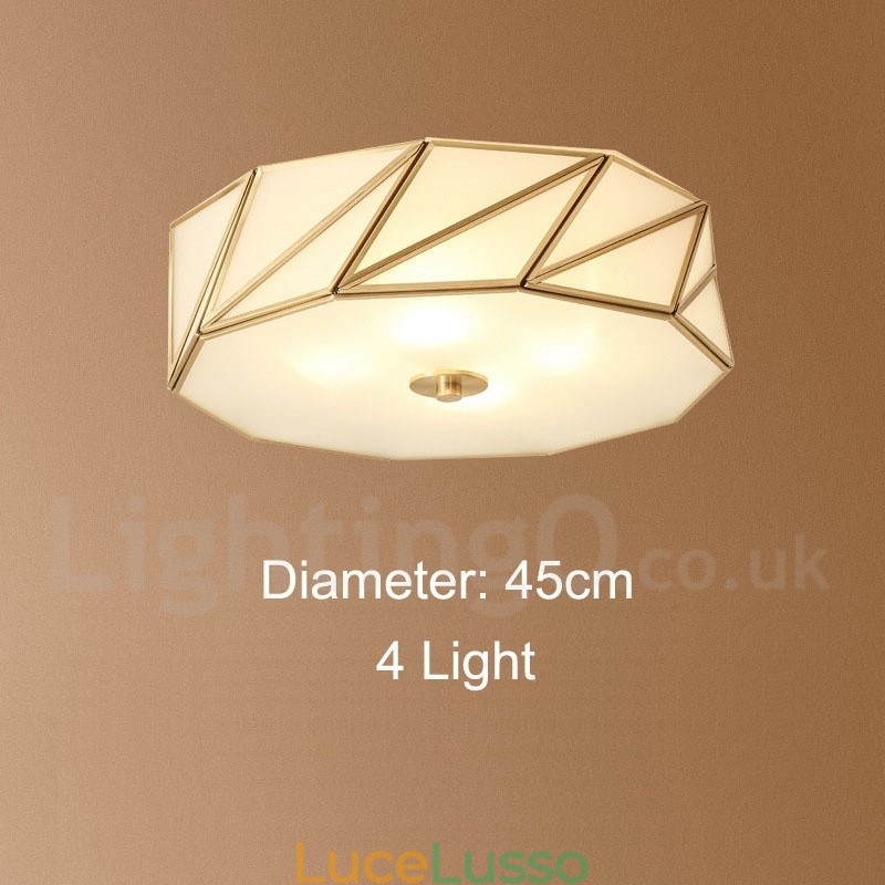 Lampada da soffitto a filo in stile nordico rustico in ottone puro con paralume in vetro