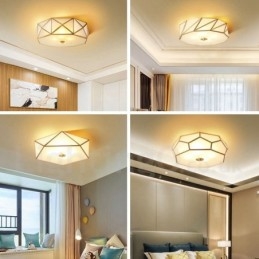 Lampada da soffitto a filo in stile nordico rustico in ottone puro con paralume in vetro