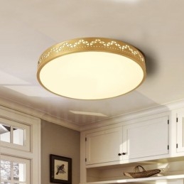 Lampada da soffitto rotonda in ottone puro, moderna, contemporanea, in stile nordico, con paralume in acrilico
