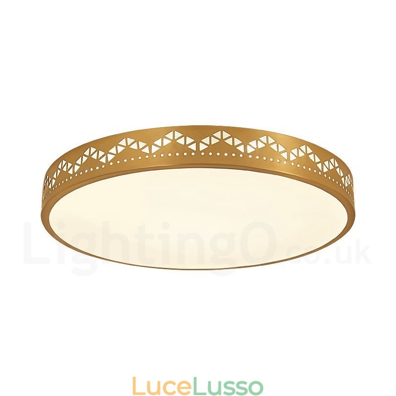 Lampada da soffitto rotonda in ottone puro, moderna, contemporanea, in stile nordico, con paralume in acrilico