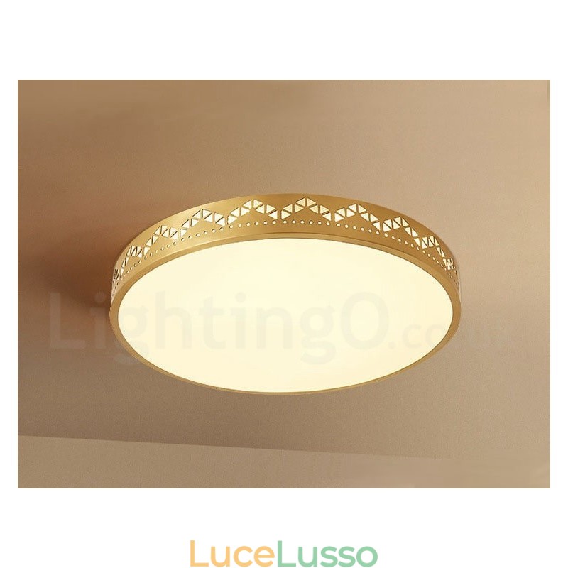 Lampada da soffitto rotonda in ottone puro, moderna, contemporanea, in stile nordico, con paralume in acrilico