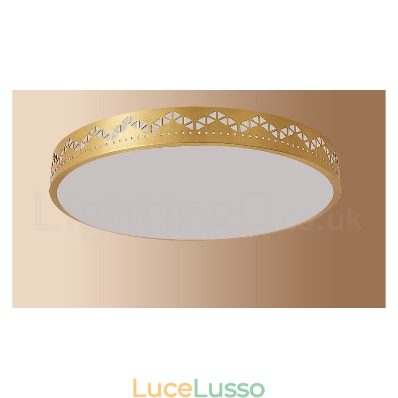 Lampada da soffitto rotonda in ottone puro, moderna, contemporanea, in stile nordico, con paralume in acrilico