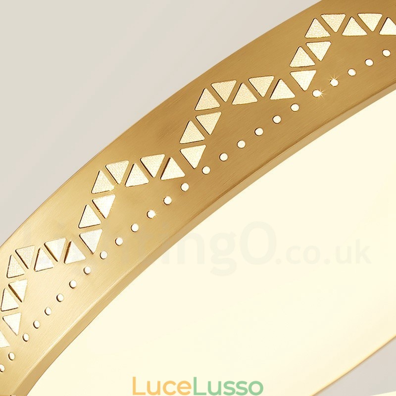 Lampada da soffitto rotonda in ottone puro, moderna, contemporanea, in stile nordico, con paralume in acrilico