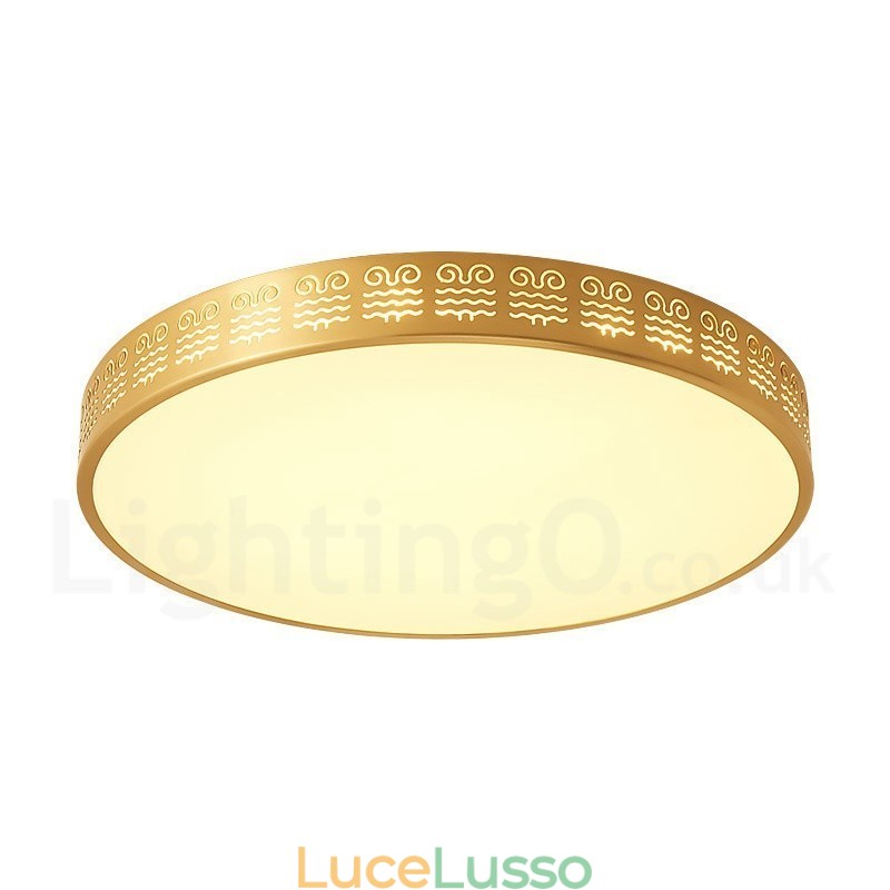 Lampada da soffitto rotonda in ottone puro, moderna, contemporanea, in stile nordico, con paralume in acrilico