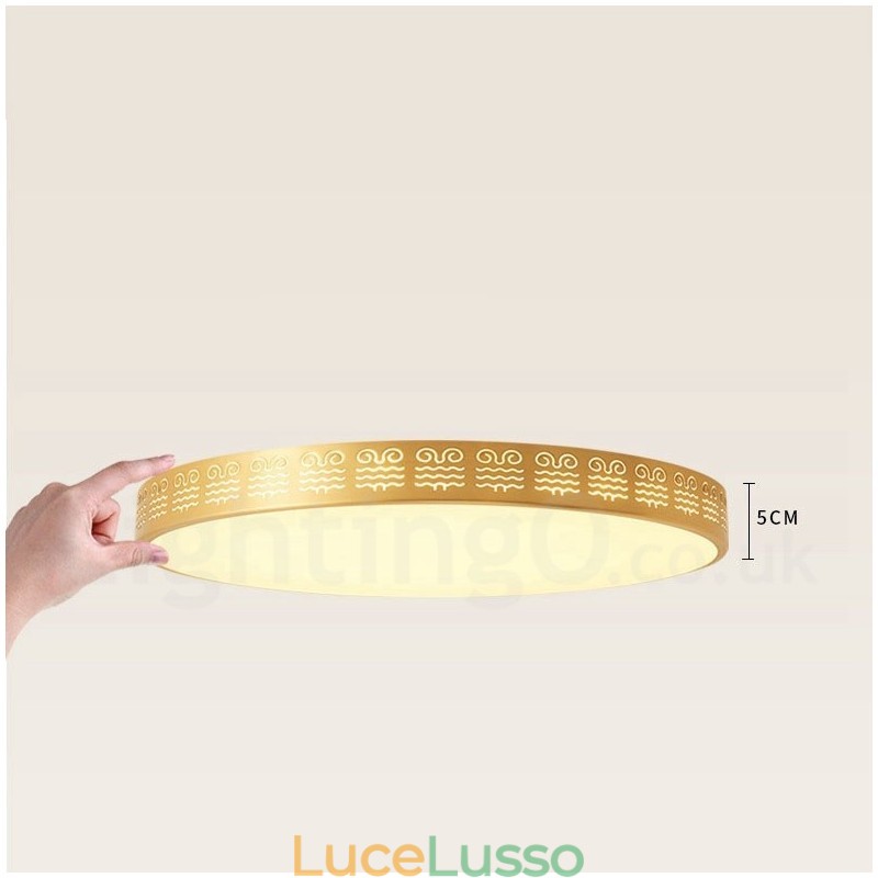 Lampada da soffitto rotonda in ottone puro, moderna, contemporanea, in stile nordico, con paralume in acrilico
