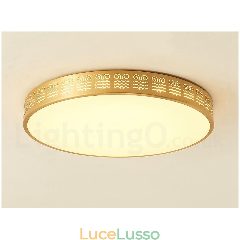Lampada da soffitto rotonda in ottone puro, moderna, contemporanea, in stile nordico, con paralume in acrilico