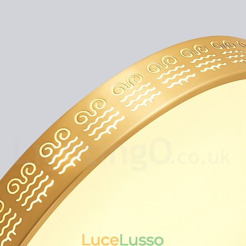 Lampada da soffitto rotonda in ottone puro, moderna, contemporanea, in stile nordico, con paralume in acrilico