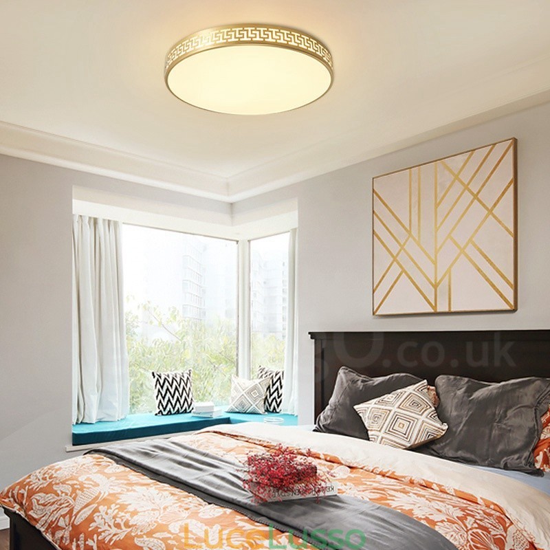 Lampada da soffitto rotonda in ottone puro, moderna, contemporanea, in stile nordico, con paralume in acrilico