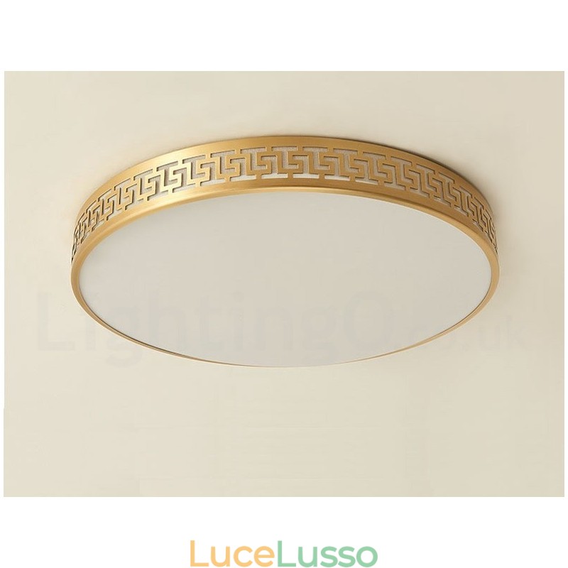 Lampada da soffitto rotonda in ottone puro, moderna, contemporanea, in stile nordico, con paralume in acrilico