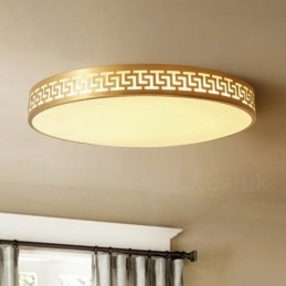 Lampada da soffitto rotonda in ottone puro, moderna, contemporanea, in stile nordico, con paralume in acrilico