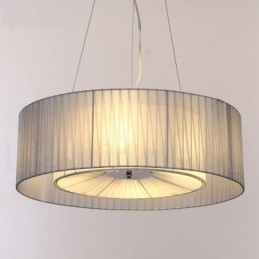 Lampada a sospensione moderna Drum 4 Light con paralume in tessuto