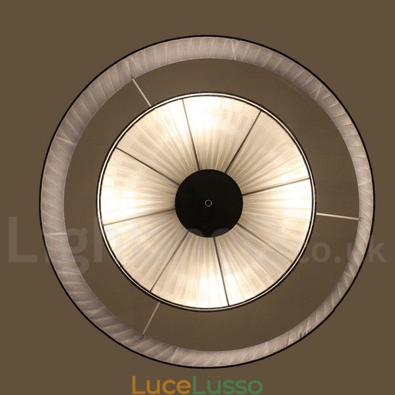 Lampada a sospensione moderna Drum 4 Light con paralume in tessuto