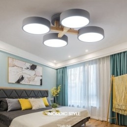 Lampadario in legno moderno contemporaneo in stile nordico con paralume in acrilico
