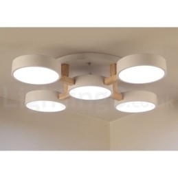Lampadario in legno moderno contemporaneo in stile nordico con paralume in acrilico