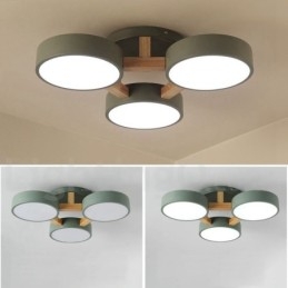 Lampadario in legno moderno contemporaneo in stile nordico con paralume in acrilico