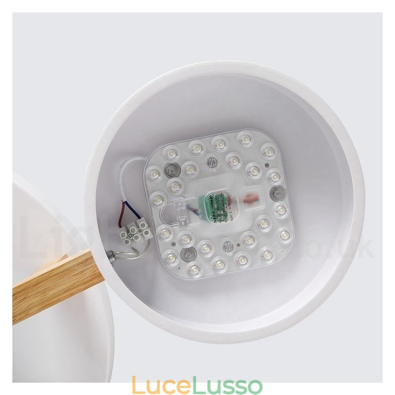 Lampadario in legno moderno contemporaneo in stile nordico con paralume in acrilico