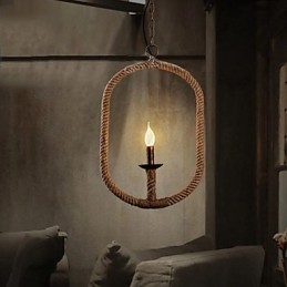 Lampadario retrò in corda di canapa con 1 lampada, stile country retrò
