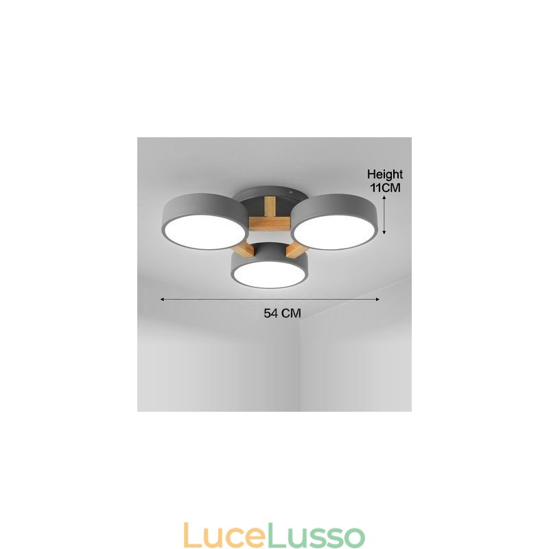 Lampadario in legno moderno contemporaneo in stile nordico con paralume in acrilico