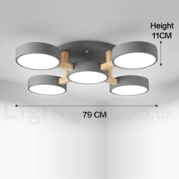 Lampadario in legno moderno contemporaneo in stile nordico con paralume in acrilico
