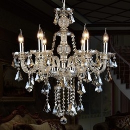 Lampadario moderno in cristallo K9 color cognac retrò a 6 luci