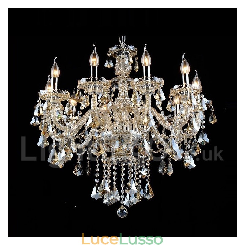 Lampadario moderno in cristallo K9 color cognac retrò