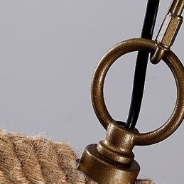 Lampadario retrò in corda di canapa con 1 lampada, stile country retrò