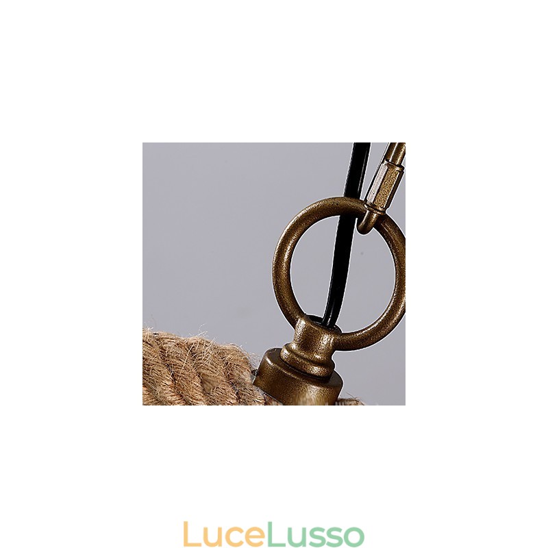 Lampadario retrò in corda di canapa con 1 lampada, stile country retrò
