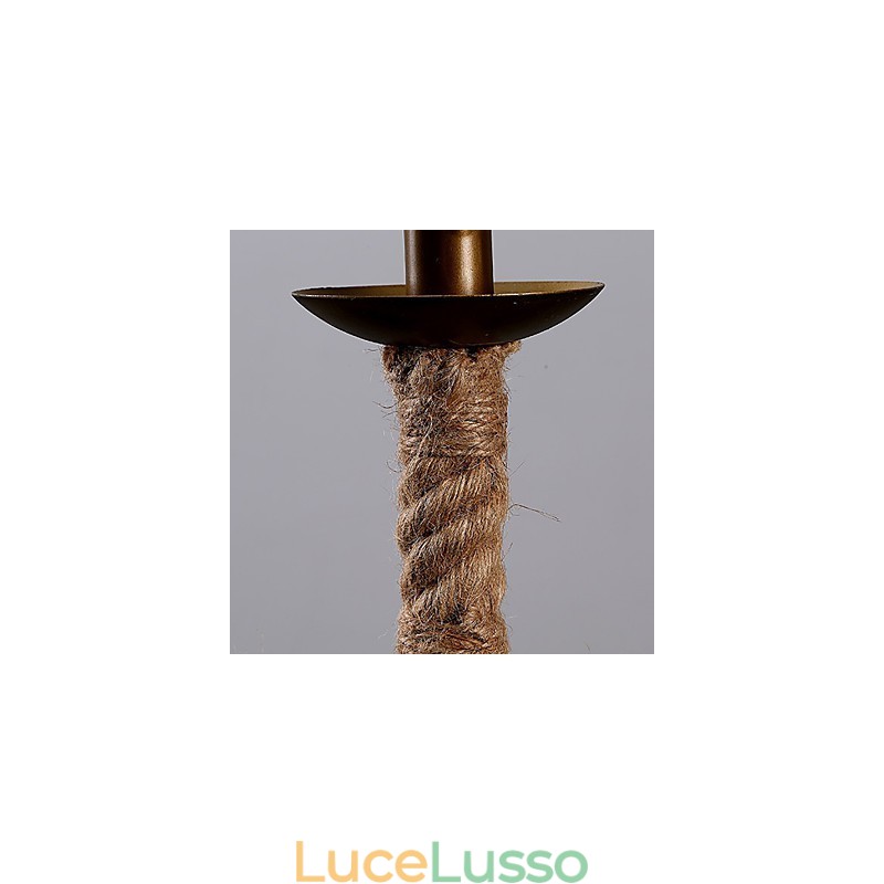 Lampadario retrò in corda di canapa con 1 lampada, stile country retrò