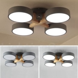 Lampadario in legno moderno contemporaneo in stile nordico con paralume in acrilico