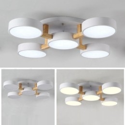 Lampadario in legno moderno contemporaneo in stile nordico con paralume in acrilico