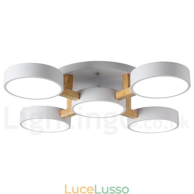 Lampadario in legno moderno contemporaneo in stile nordico con paralume in acrilico