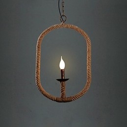 Lampadario retrò in corda di canapa con 1 lampada, stile country retrò
