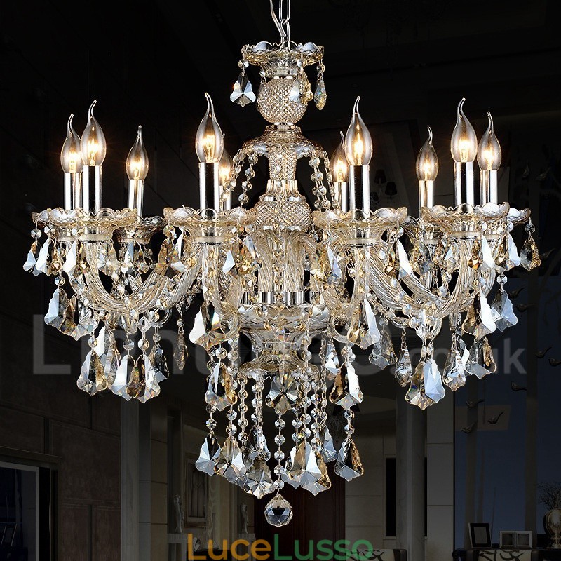Lampadario moderno in cristallo K9 color cognac retrò