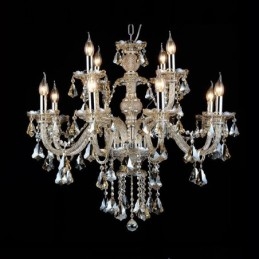 Lampadario moderno in cristallo K9 color cognac retrò da 12 luci