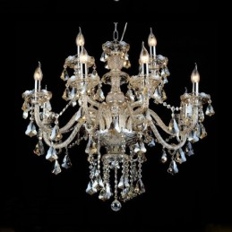 Lampadario moderno in cristallo K9 color cognac retrò da 12 luci