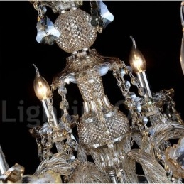 Lampadario moderno in cristallo K9 color cognac retrò da 12 luci