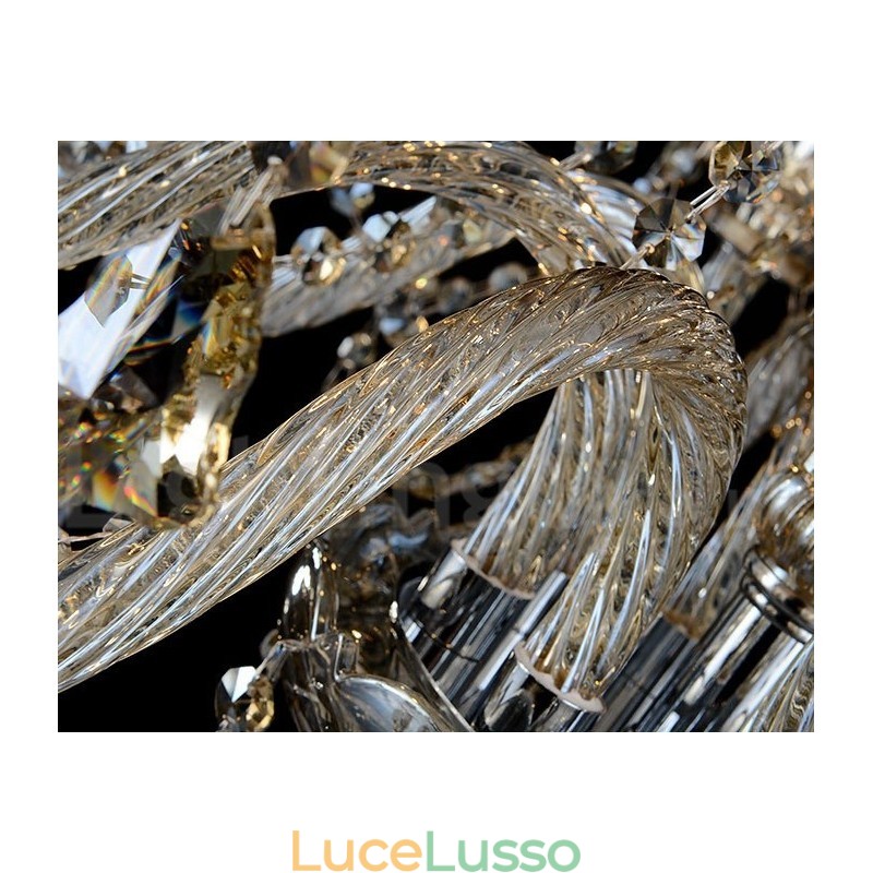 Lampadario moderno in cristallo K9 color cognac retrò da 12 luci