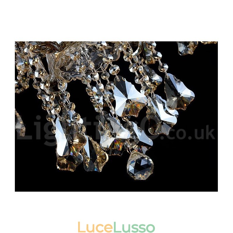 Lampadario moderno in cristallo K9 color cognac retrò da 12 luci