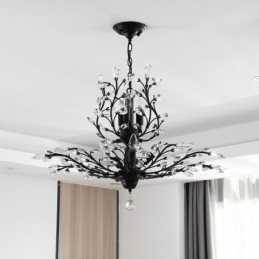 Lampadario in ferro dipinto di cristallo con lampada di illuminazione moderna in cristallo
