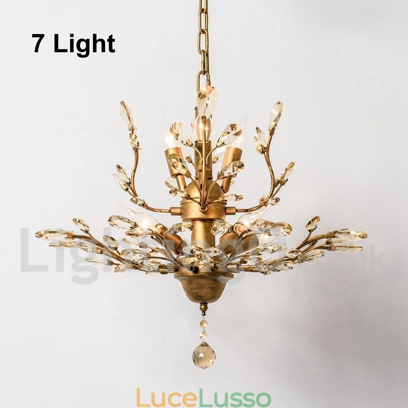 Lampadario in ferro dipinto di cristallo con lampada di illuminazione moderna in cristallo