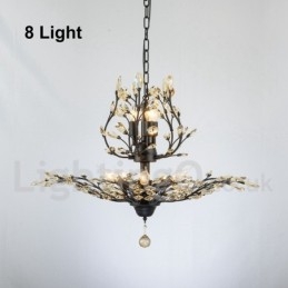 Lampadario in ferro dipinto di cristallo con lampada di illuminazione moderna in cristallo