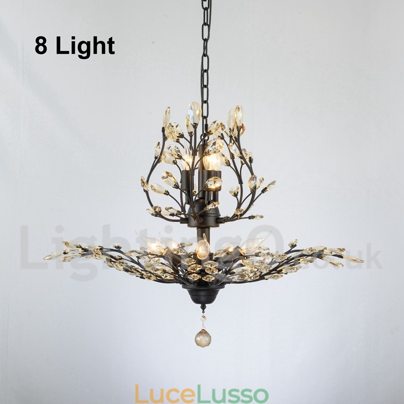 Lampadario in ferro dipinto di cristallo con lampada di illuminazione moderna in cristallo