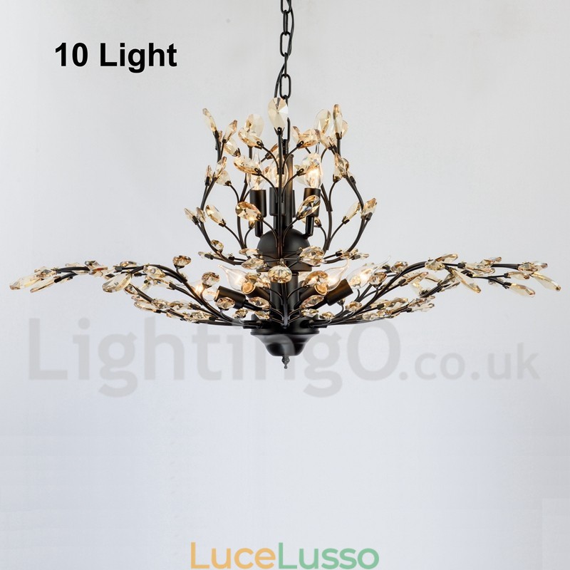 Lampadario in ferro dipinto di cristallo con lampada di illuminazione moderna in cristallo