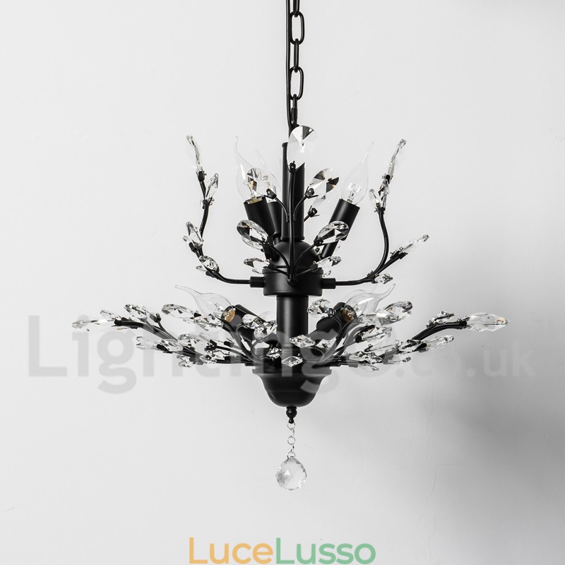 Lampadario in ferro dipinto di cristallo con lampada di illuminazione moderna in cristallo