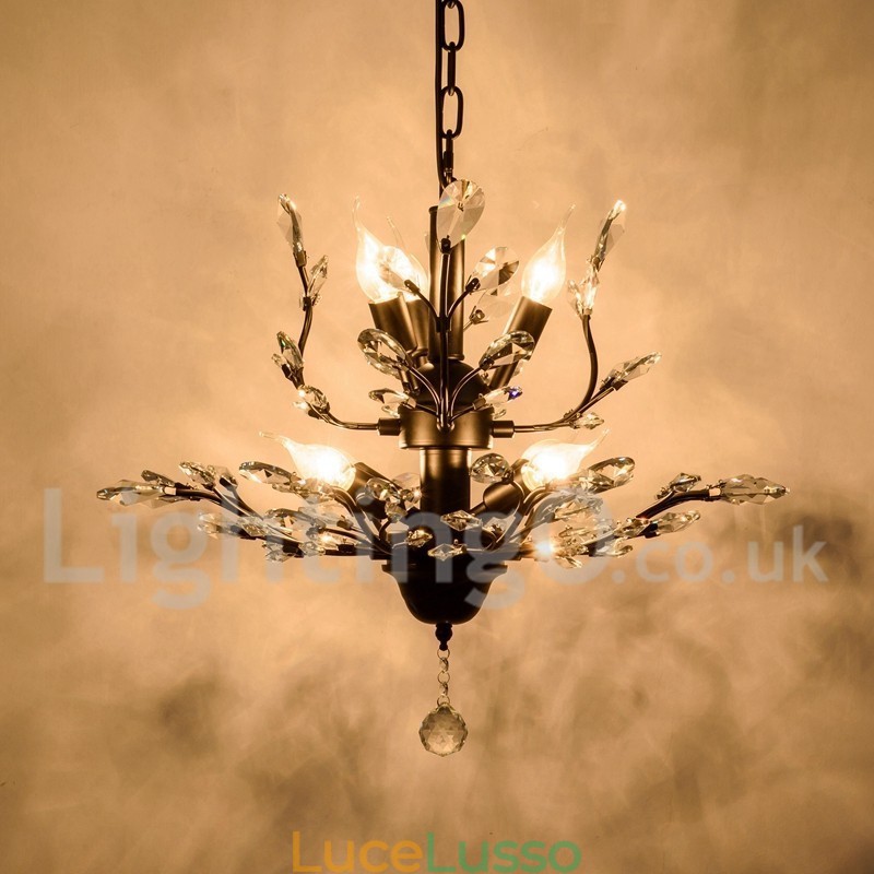 Lampadario in ferro dipinto di cristallo con lampada di illuminazione moderna in cristallo